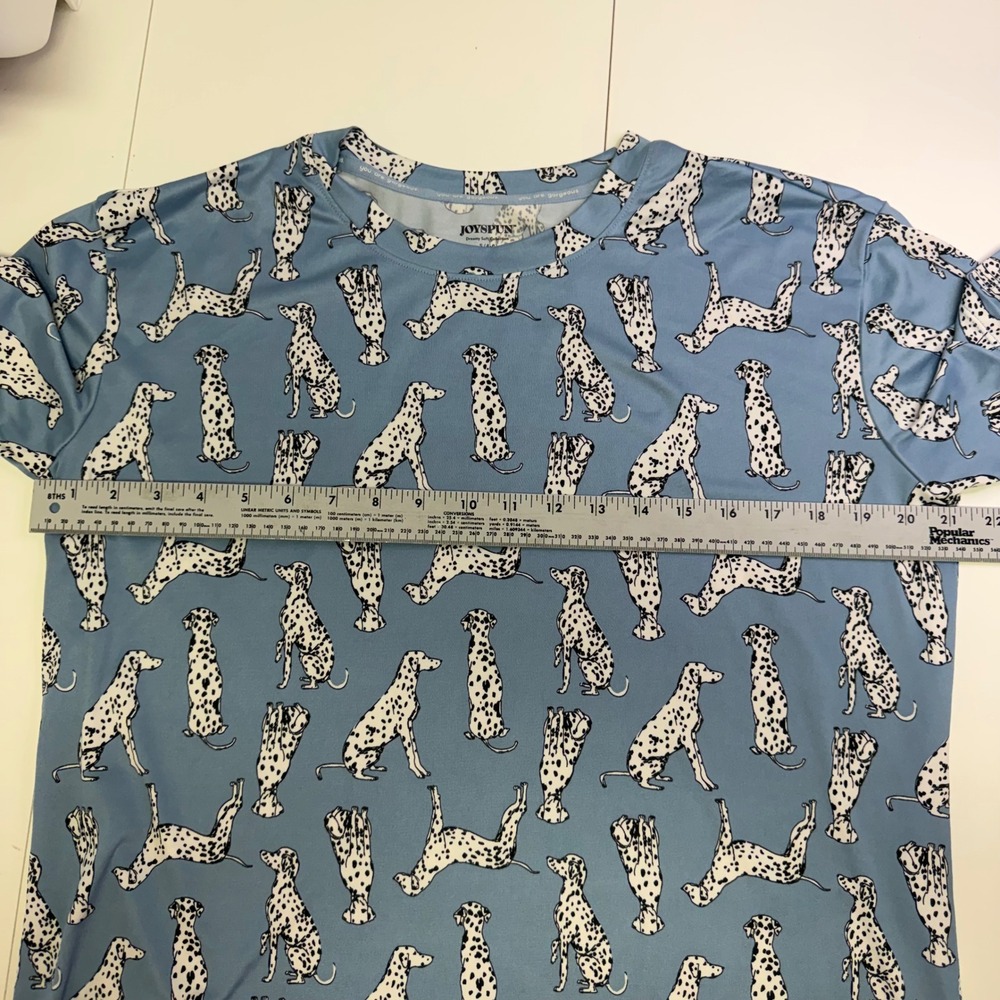 Joyspun Blue Dalmatian Dog Print Pajama Set Dreamy Soft S 4-6 Womens Top Pants - Picture 5 of 7